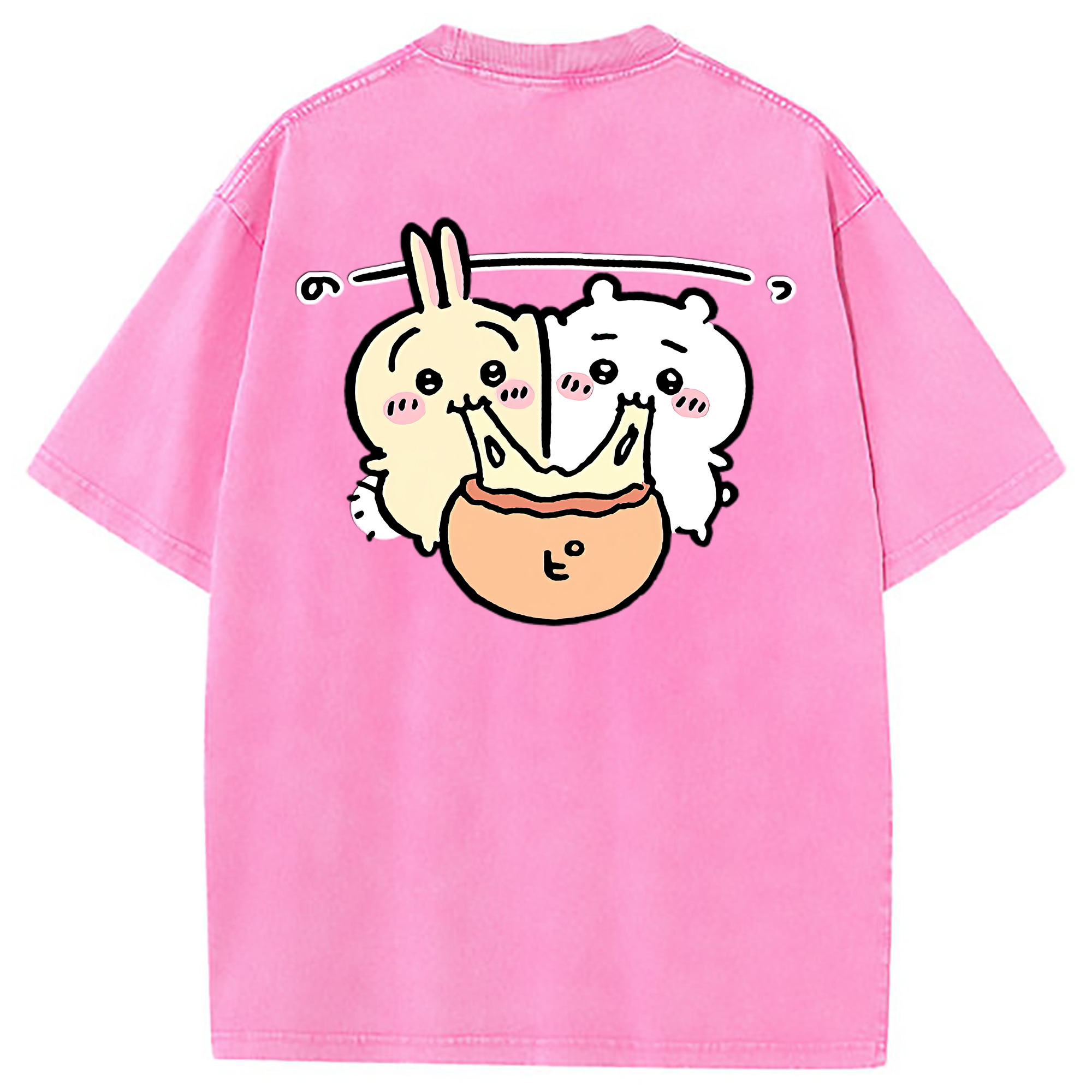 （画像用） ちいかわ うさぎ Chii-kawa usagi 綿100% ヴィンテージ風 半袖Tシャツ（背面プリント）